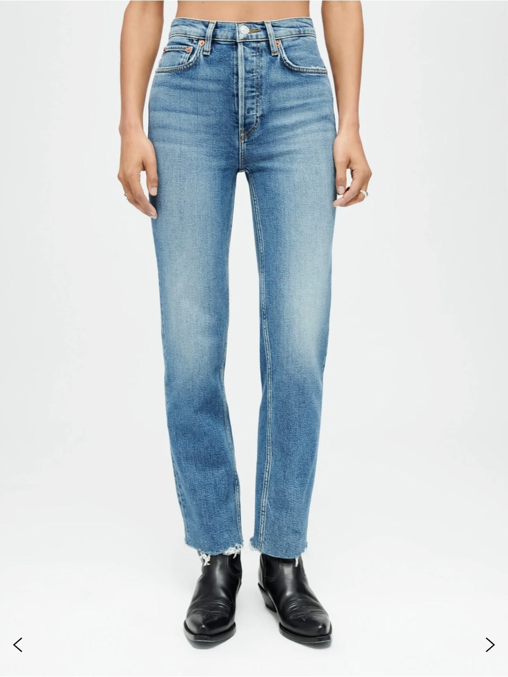 RE/DONE Originals High Rise Straight Raw Hem Jeans Size 27